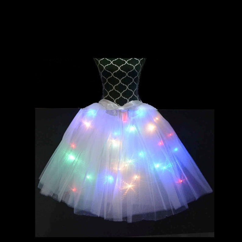 LED Skirt Neon Glowing Light Tutu Tulle Adult Princesses or Etsy