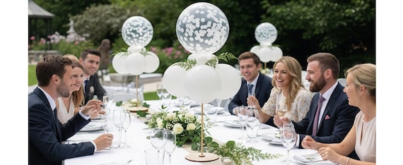 Reusable Wood Balloon Stand Kit, Wooden Tabletop Display with Sticks and Base, Ballon Stand