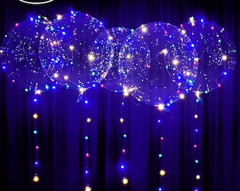 12pcs LED light up bobo balloons with batteries 22 inch transparent bubble with string lights for helium or air