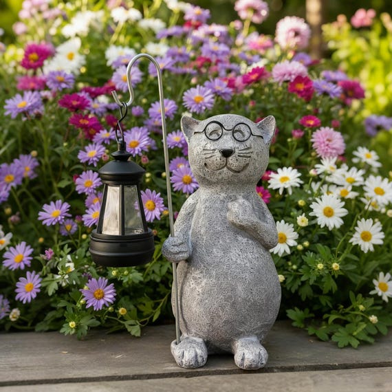 Cat Gift for Grandma Garden Decor with Solar light