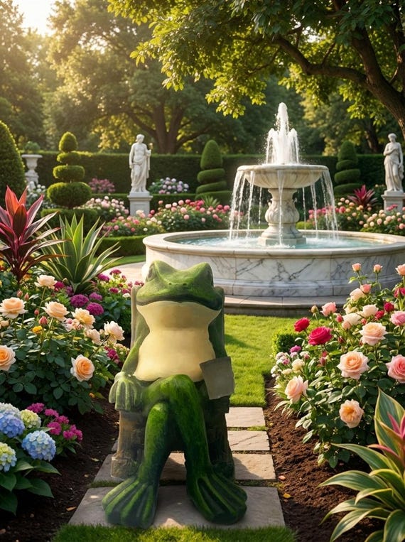 Gift for Garden, Hand painted Frog Garden Statue with light up Drink