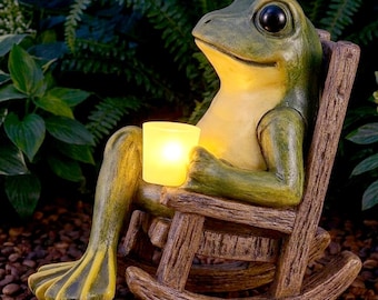 Gift for Mum, Frog for Garden decor, light up magic drink
