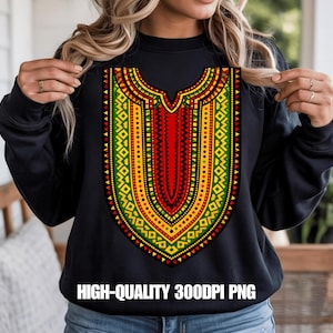 African Dashiki Kente Pattern PNG, Traditional Tribal Shield Design, Vibrant Afro Textile Vector , Sublimation & Cricut Cut File, Black Hist