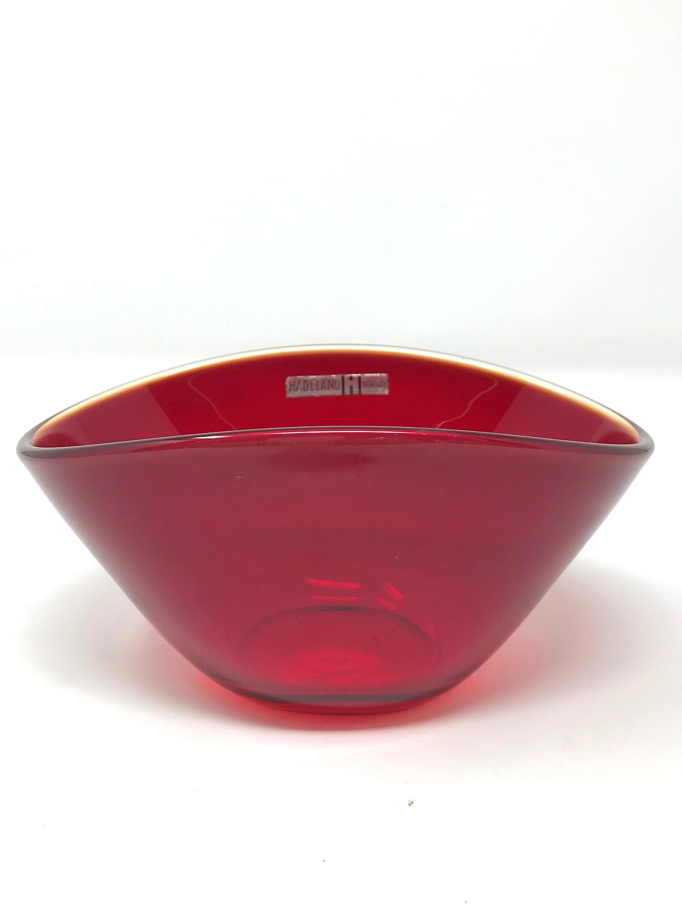 Exquisite Red art glass bowl by Hadeland of Norway Etsy