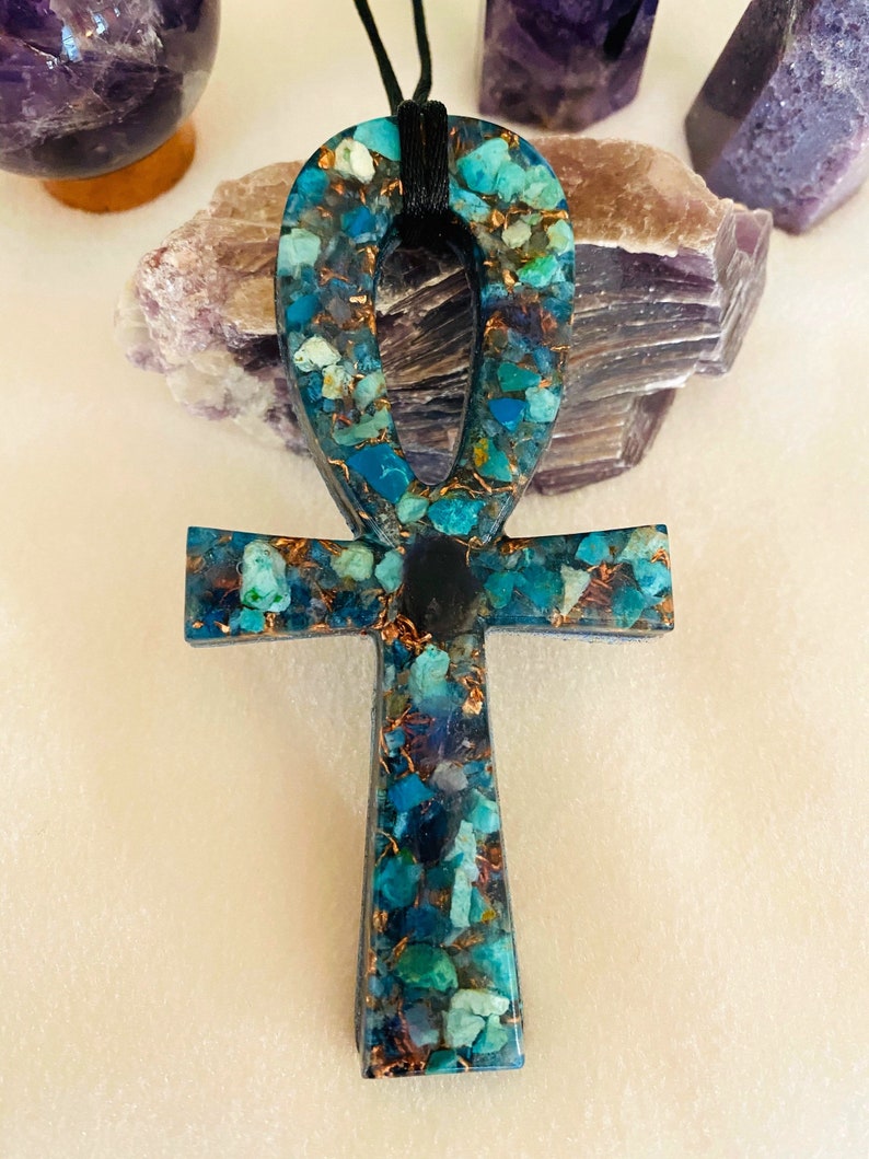 Details about   necklace Orgone Orgonite Egyptian Cross Pendant Ankh EMF protection nrg 