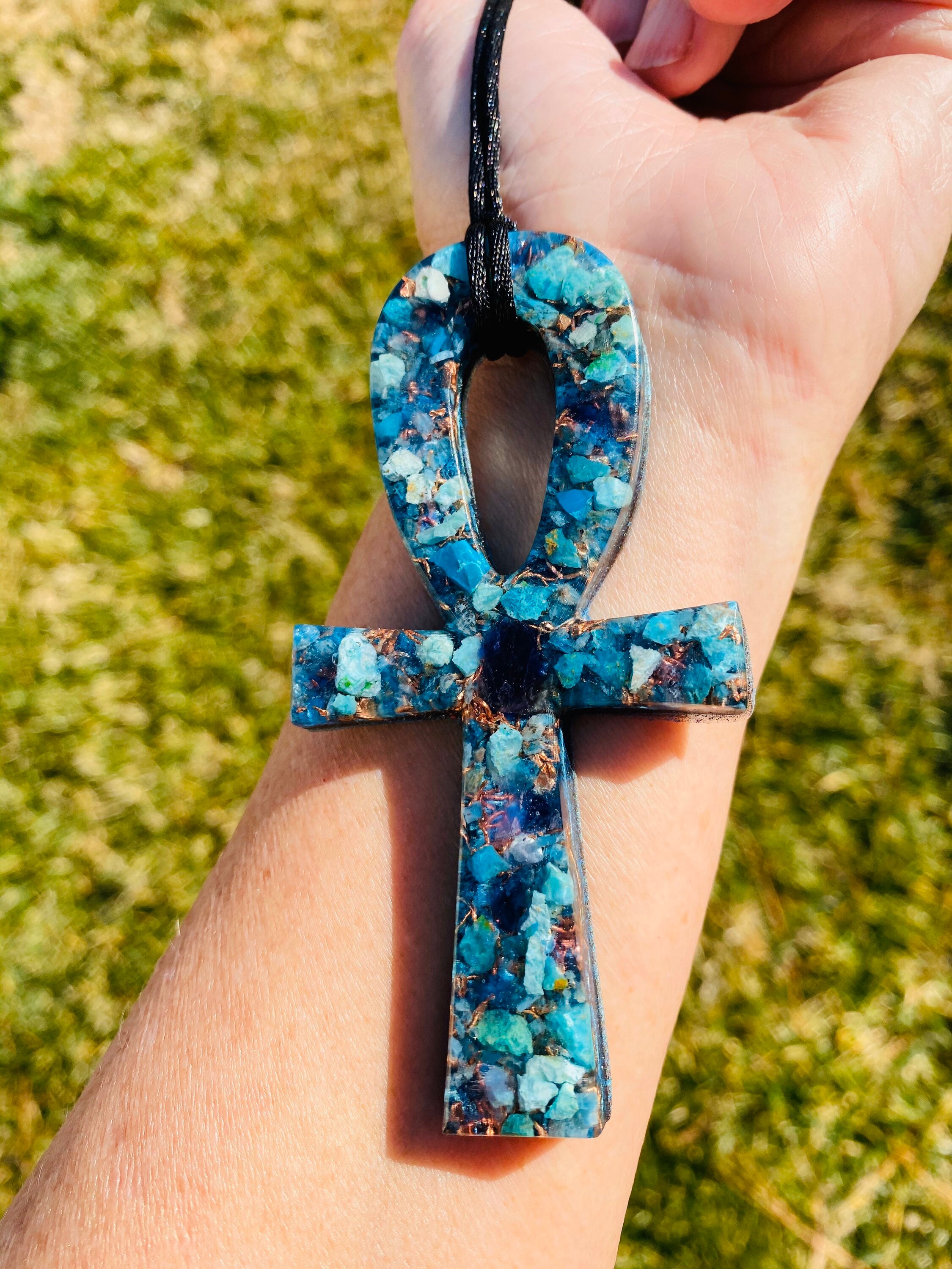 EMF protection nrg Details about   necklace Orgone Orgonite Egyptian Cross Pendant Ankh 