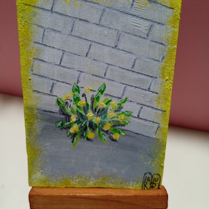 ACEO Arte originale pittura fiori Arte ACEO carte pittura acrilica piccolo dipinto originale 3,5 in X2,5 in denti di leone potere vita