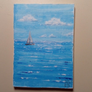 ACEO Pintura original Arte ACEO cartões Aceo pintura acrílica Aceo pequena pintura original 2,5X3,5 pol. paisagem marinha