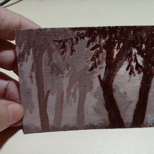ACEO Original Gemälde Morgen im Wald Art ACEO Karten Aceo Acrylbild Aceo kleine originale Malerei Landschaft Wald Bäume