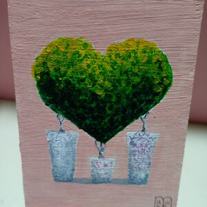 ACEO Pintura original Arte ACEO tarjetas pintura acrílica pequeña pintura original 3.5 en X2.5 en equipo de ensueño flor familia amor apoyo