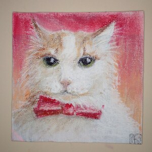 Peinture à l'huile originale pastel à l'huile peinture semi-abstraite peinture originale chat chat rouge été soleil mr chat