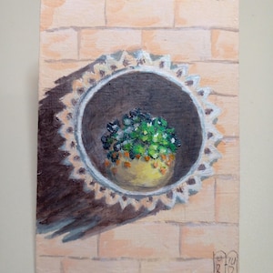 Pintura de arte original de ACEO Ventana Tarjetas de ACEO Pintura acrílica de Aceo Pintura original pequeña de Aceo Ventana