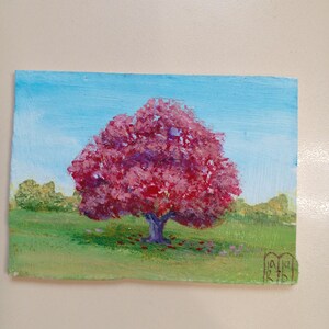 Pintura original de ACEO Arte Tarjetas de ACEO Pintura acrílica de ACEO Pintura original pequeña de ACEO 2.5X3.5 pulgadas Pintura Otoño Naturaleza Paisaje
