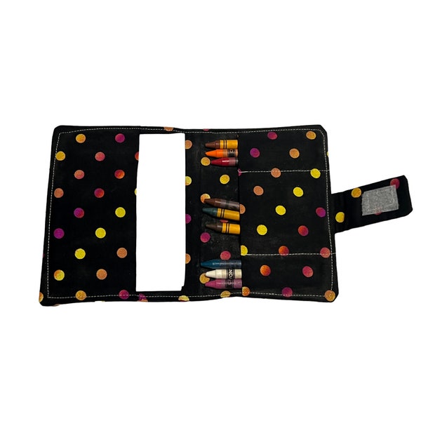 Multi-Colored Polka Dot Travel Crayon Case, Paper and Crayons included!