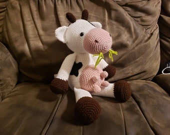 Cow Plushy with utters, 12 inches tall, Gift for all cow lovers, Moo Toy, Cattle Life, Farm Life