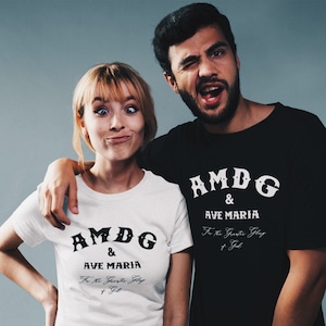 AMDG & Ave Maria / CBGB Punk parody - Unisex Tee - Gildan 64000