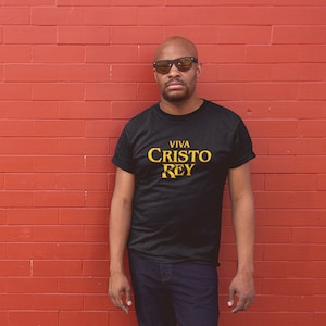 Viva Cristo Rey、カトリックの T シャツ、タランティーノのパロディ、クリステロス、メキシコ、グアダルーペ、王たるキリスト万歳、T シャツ、トラッド、正教会、Saintwave