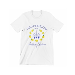 Procession in the Italian Riviera, t-shirt, Trad, Summer of Saints, Latin Mass, Crucifix, Prayers, Saintwave, lemons, Italy, liturgy