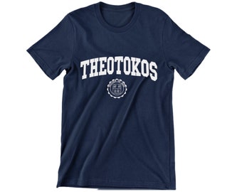 Theotokos, Mother of God, Unisex T-shirt, tee, Catholic Christian, Preppy, Collegiate, Yuppie, Greek