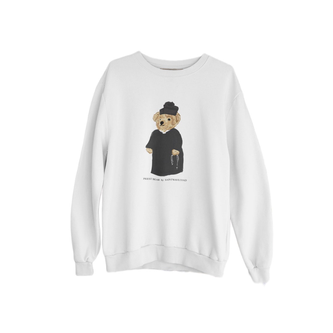 Orso prete, camicia cattolica, parodia Polo Bear, girocollo, felpa