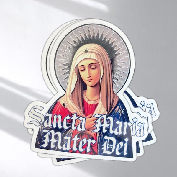 Sancta Maria, Virgin Mary, Mother of God, Catholic, die cut sticker, Saintwave, bottle, laptop, glossy, Hail Mary, Trad, Orthodox, Latin