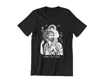 St. Joseph, Terror of Demons, Unisex T-shirt, tee, Catholic Christian, Foster Father of Jesus, Traditional, Orthodox, Icon