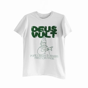 Deus Vult, Pope Urban II, Unisex, Catholic, shirt, tee, Trad, Saintwave, Catholicism, Latin, Crusades, Scripture, Traditional, Line Drawing