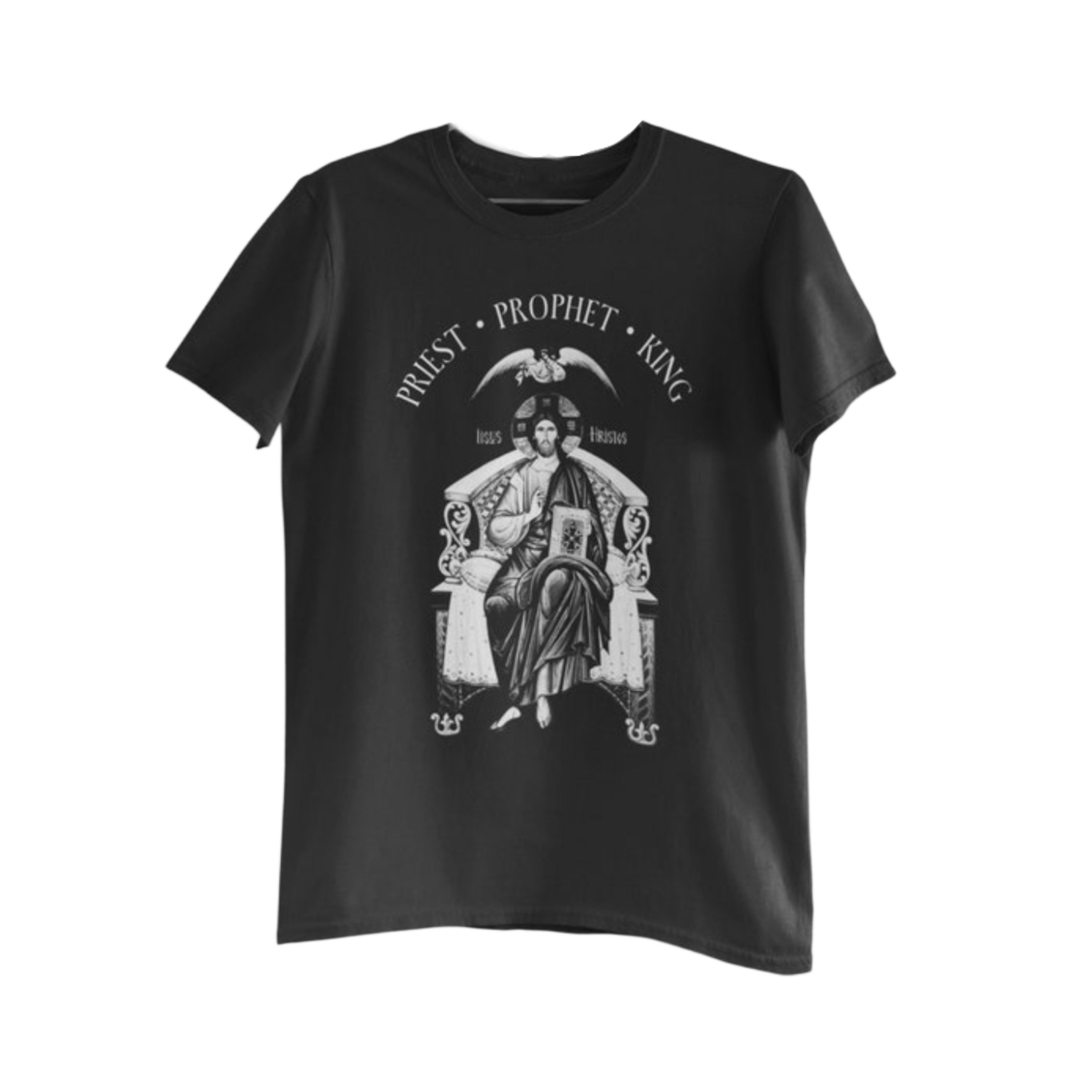 Priest Prophet King Unisex T-shirt, Jesus Byzantine Icon, Catholic