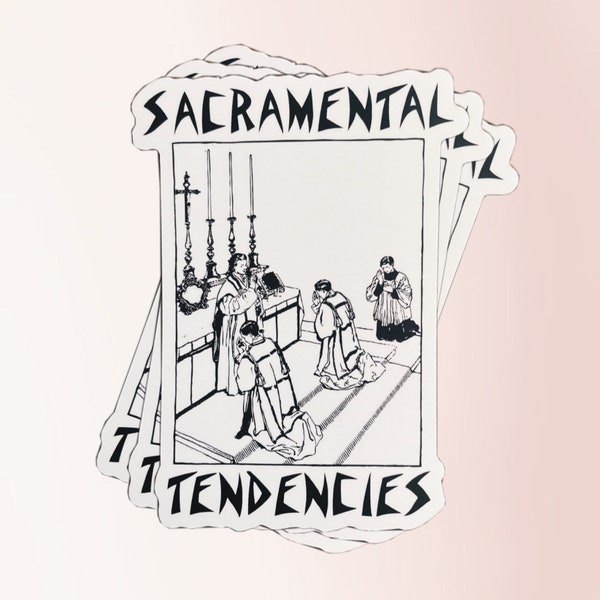 Sacramental Tendencies, Glossy, Catholic, Latin Mass, Suicidal Tendencies Punk parody, Trad, die cut sticker