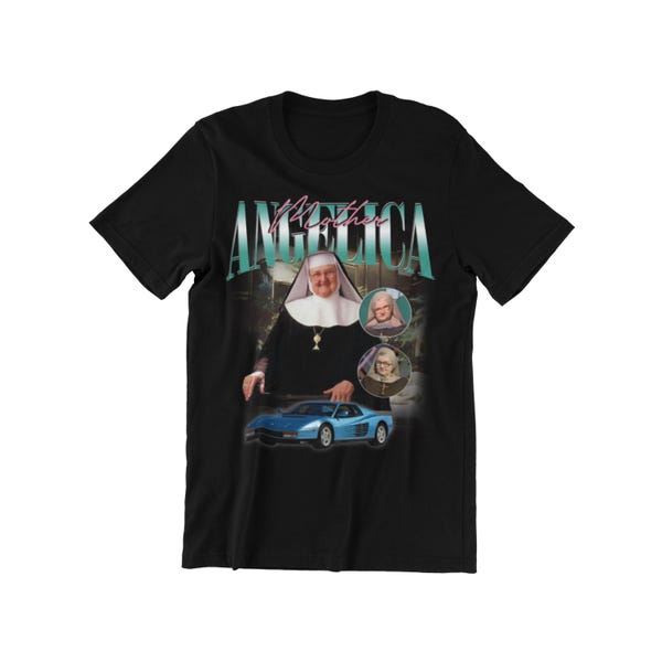 Mother Angelica, t-shirt, tees, Catholic, 90s, Saintwave, EWTN, 90's design, Catholicism, Religious Sister, Nun