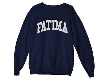 Fatima Collegiate, Katholisch, Sweatshirt, Portugal, Unserer Lieben Frau, Rosenkranz, Jungfrau Maria, Trad, Zu Jesus durch Maria, Saintwave, Preppy, Yuppie