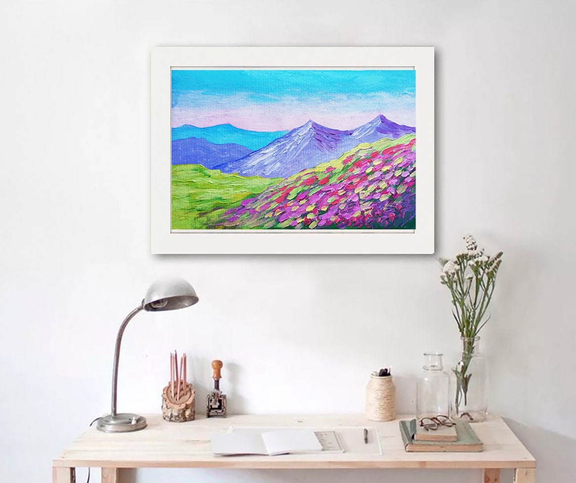 Oil Painting Original Mountain Landscape Painting Art | Etsy