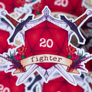 D&D RPG D20 Class Stickers Fighter