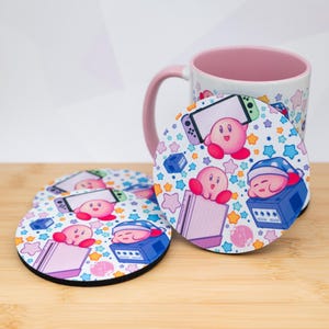 Retro consoles kirby inspired coaster | rubber coasters