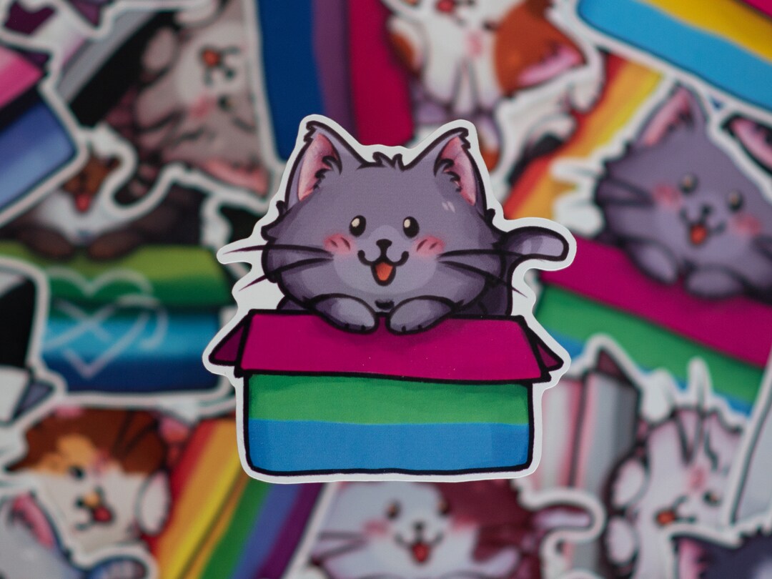 LGBTQ Rainbow Polyasexual Flag Cat Sticker - Etsy