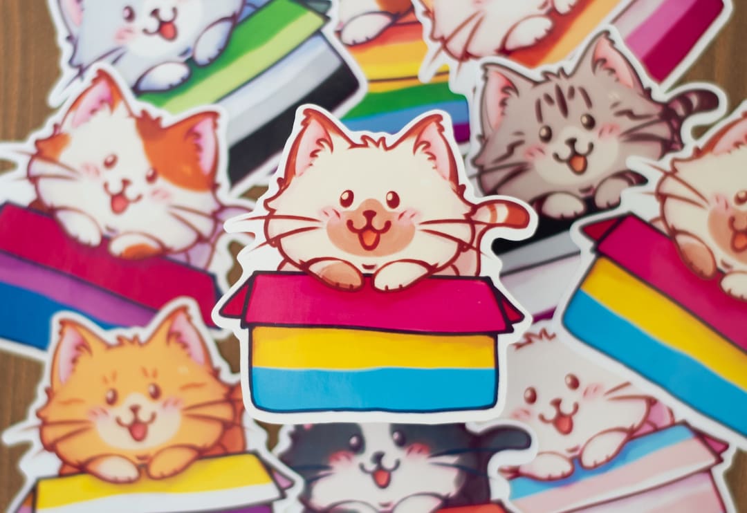 LGBTQ+ Pride Flag Pansexual Cat Sticker - Etsy