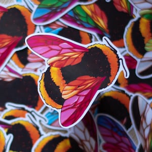 LGBTQ+ Pride Flag Lesbian Bee Sticker