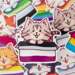 LGBTQ Pride Flag Asexual Cat Sticker - Etsy