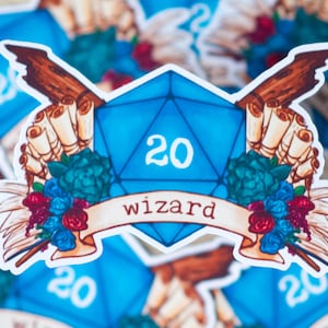 D&D RPG D20 Class Stickers Wizard