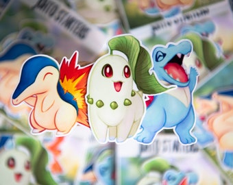 Pokemon Inspired Johto Starter Sticker Set