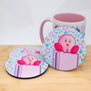 Retro wii console kirby inspired coaster | rubber coasters