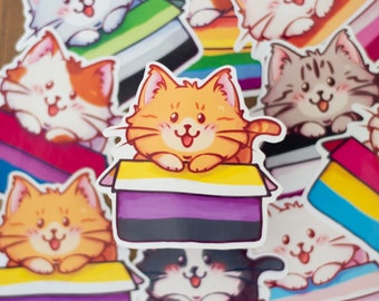 LGBTQ+ Pride Flag Non-binary Cat Sticker