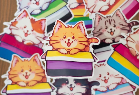 LGBTQ+ Pride Flag Non-binary Cat Sticker