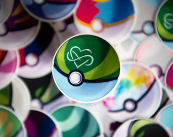 LGBTQ+ Pride Flag Polyamorous Pokemon Pokeball Inspired Sticker