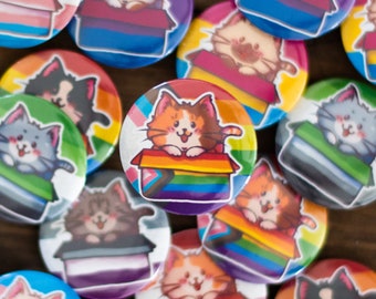 LGBTQ+ Pride Flag Katzen Buttons 32 mm