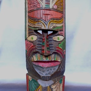 Alte MEXIKANISCHE WOODEN MASK Totem Geist geschnitzt Handarbeit