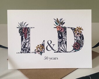 Personalised Golden Wedding Anniversary Card | Golden Wedding Anniversary Card For Mum And Dad | Special Anniversary Card