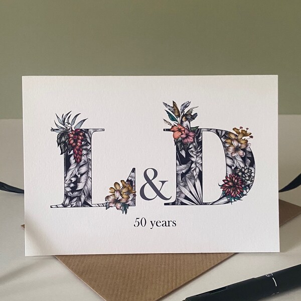 Personalised Golden Wedding Anniversary Card | Golden Wedding Anniversary Card For Mum And Dad | Special Anniversary Card