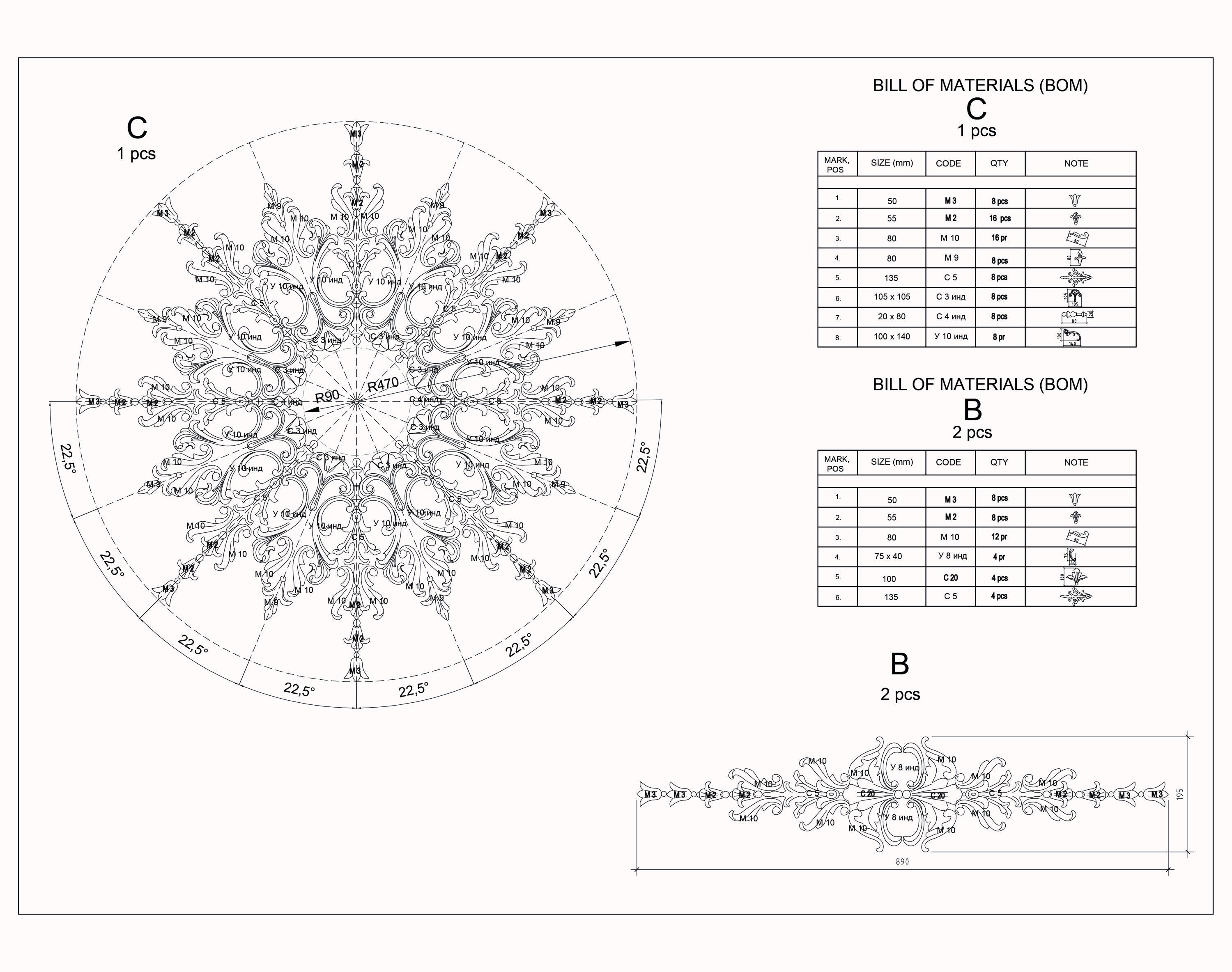 Profile Blockes Gypsum Ceiling Stucco DWG Blocks: Profiles, Cornices, Moldings ...