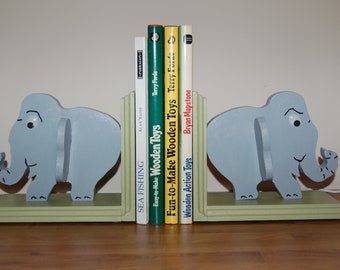 Pair of Wooden Elephant Bookends